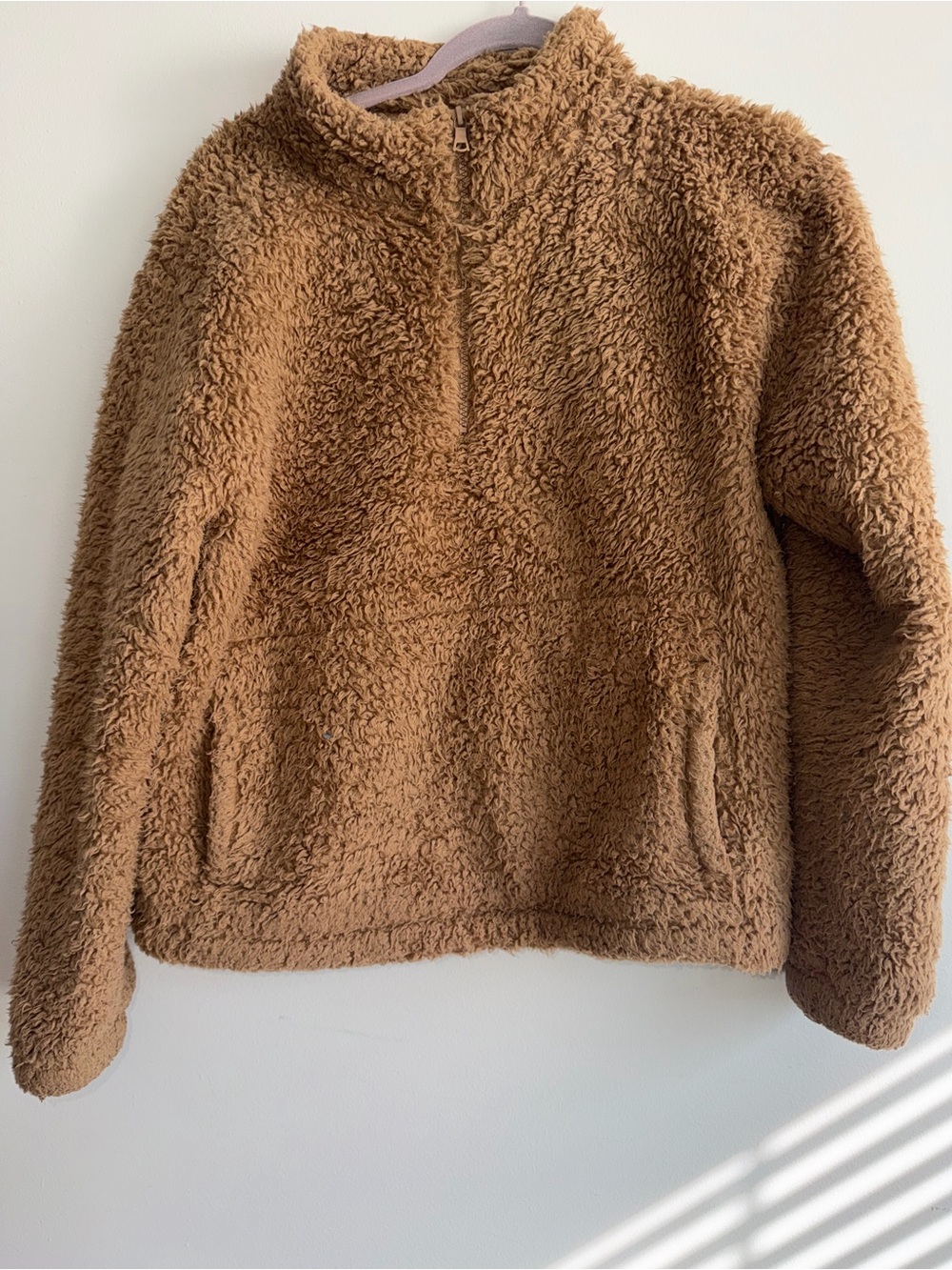GAP Kids Teddy Half-Zip Puffer Jacket - Camel Brown